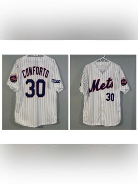 New York Mets No. 30 Michael Conforto White Pinstripe MLB Retro Baseball Jersey